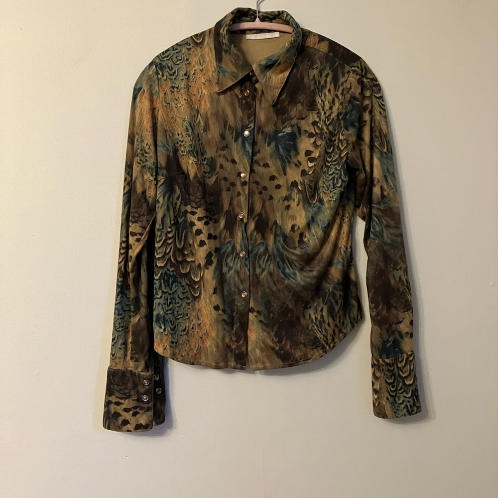 Vintage 90s earth tone patterned button down
